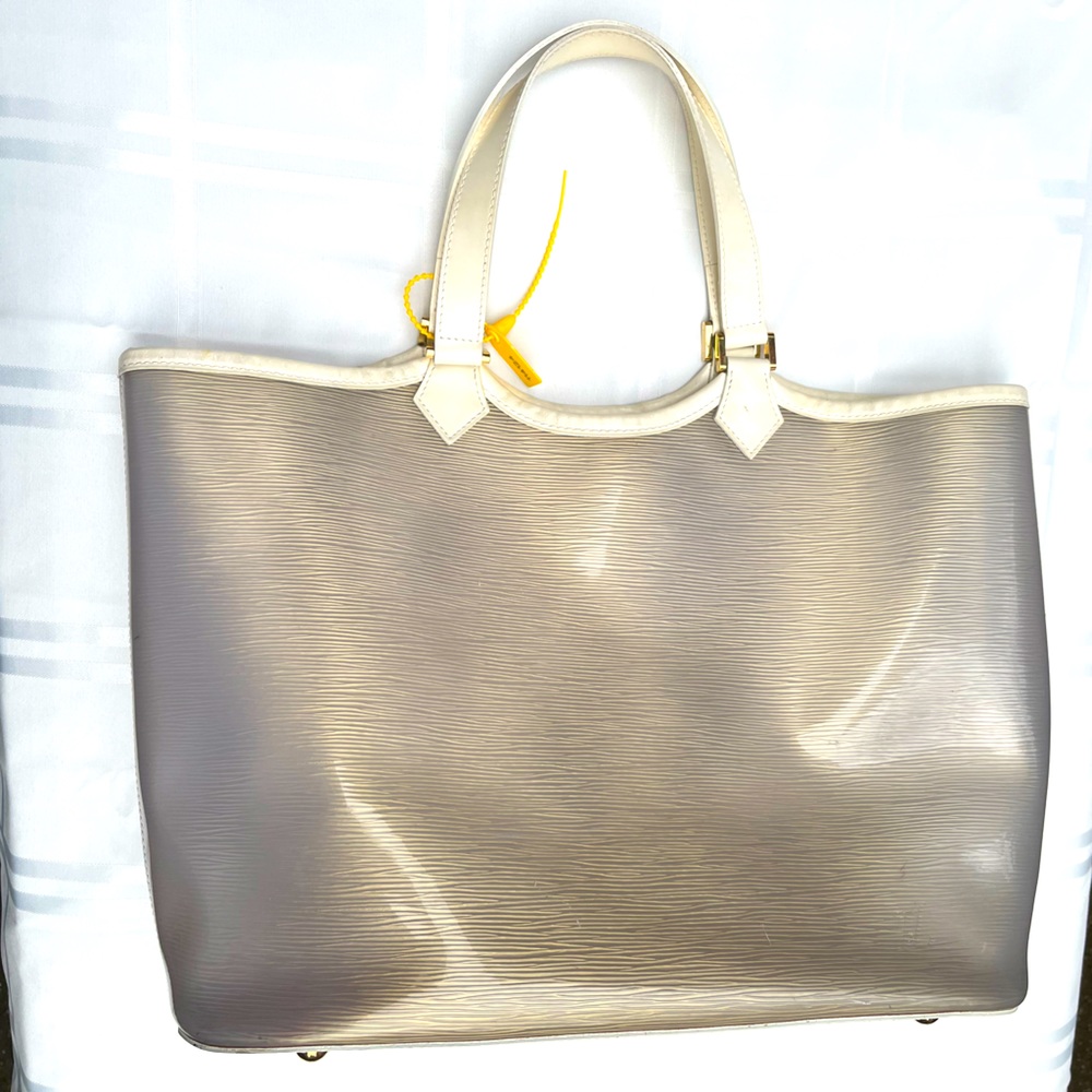 ❌SOLD❌  Louis Vuitton Epi Plage Clear Vinyl PVC & White Leather Tote Large - Picture 3 of 17